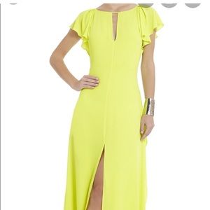 BCBG Neon Yellow/Lime long dress. Size 4